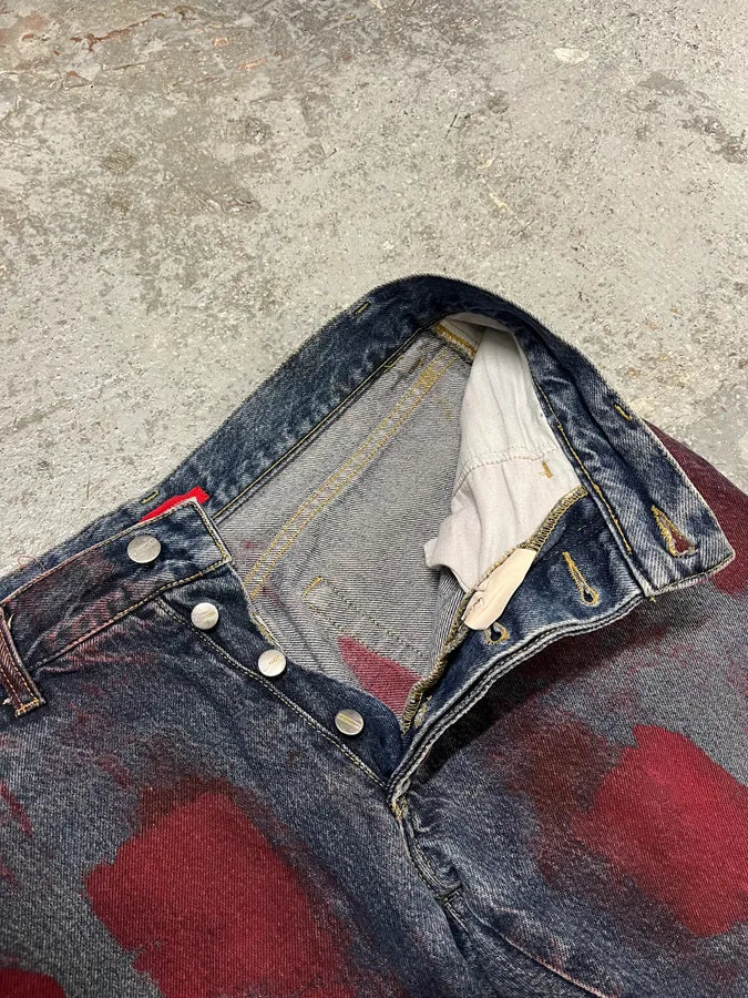 2000s Daniele Alessandrini Blurred Painted Blue Denim Jeans TUuyKem 9