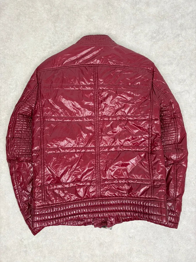 2000s Daniele Alessandrini Bordeaux Patent British Puffer Jacket zkOmvVm 5