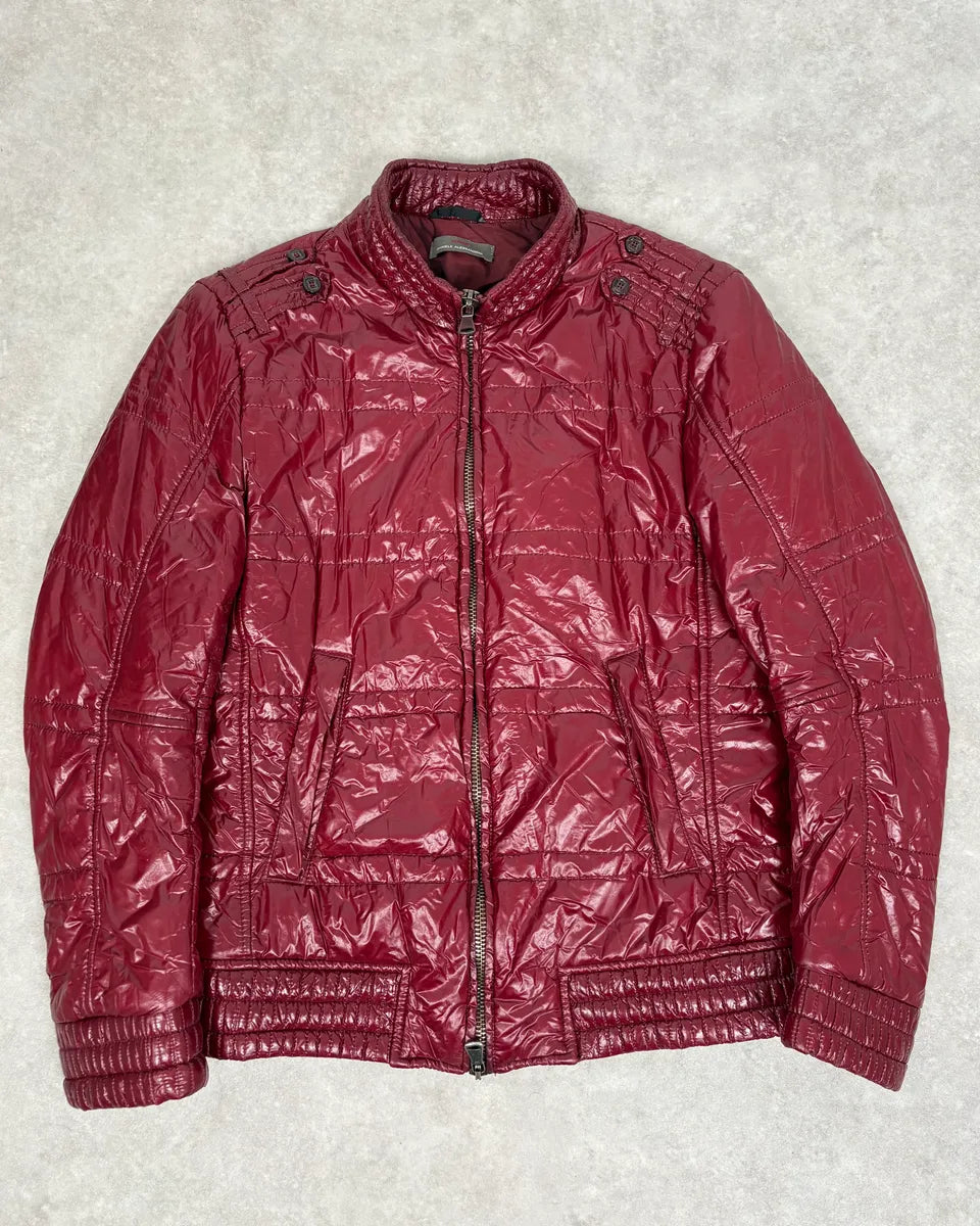 2000s Daniele Alessandrini Bordeaux Patent British Puffer Jacket zkOmvVm 0