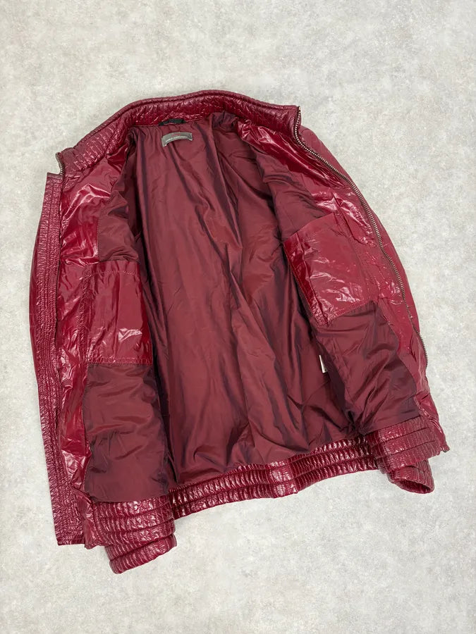 2000s Daniele Alessandrini Bordeaux Patent British Puffer Jacket zkOmvVm 6