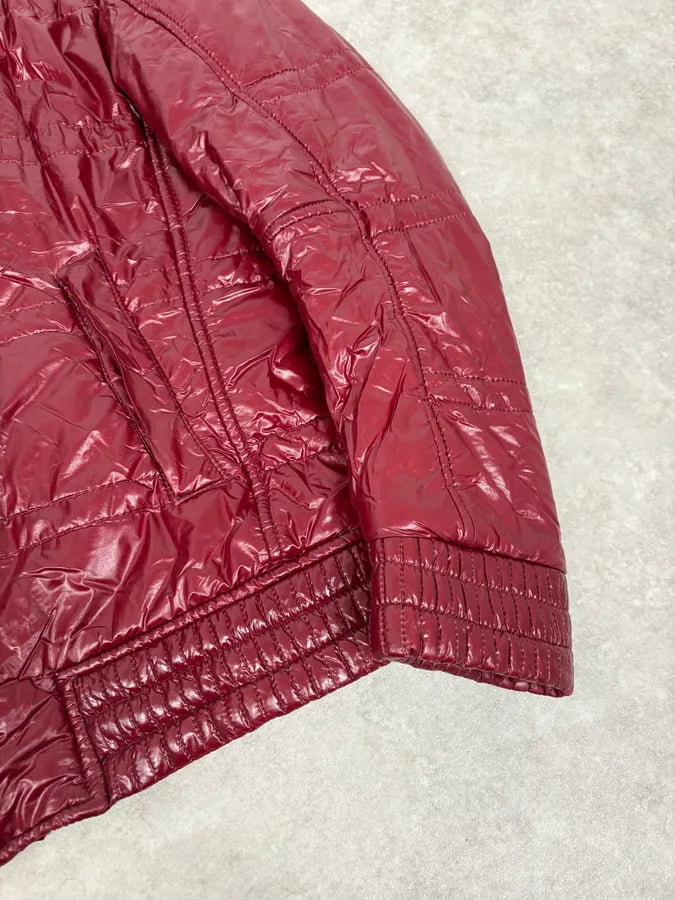 2000s Daniele Alessandrini Bordeaux Patent British Puffer Jacket zkOmvVm 7