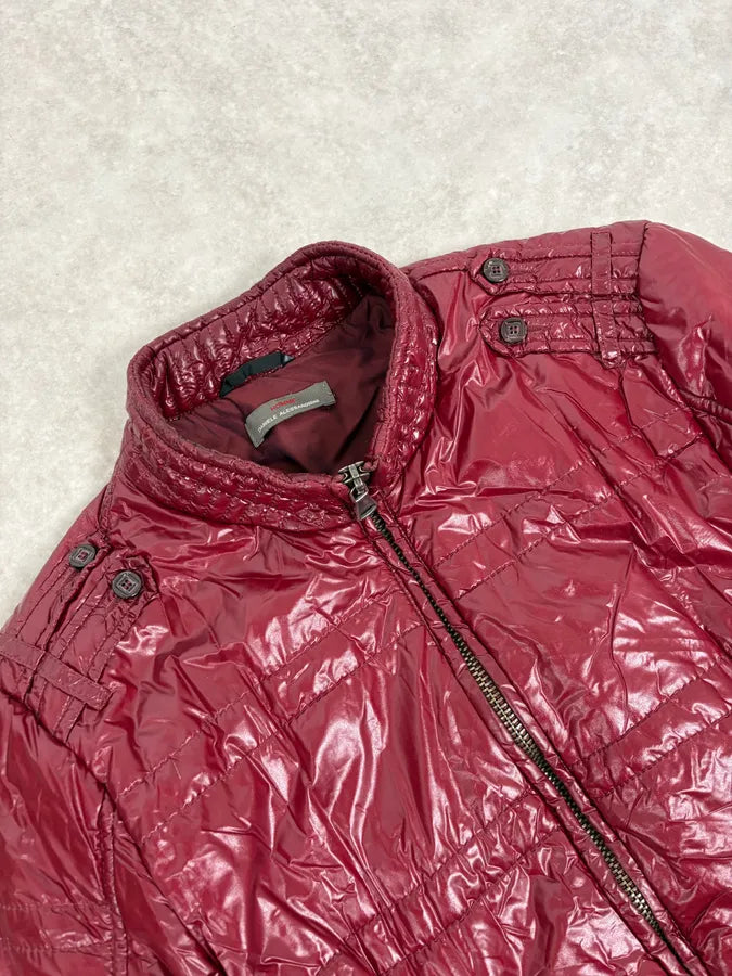 2000s Daniele Alessandrini Bordeaux Patent British Puffer Jacket zkOmvVm 4