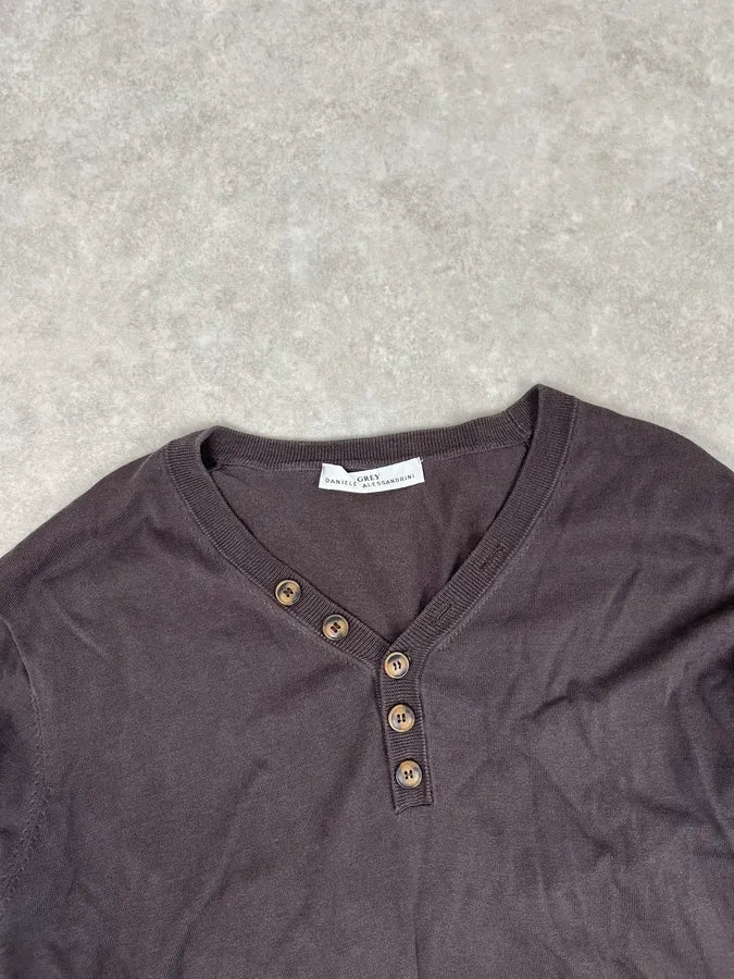 2000s Daniele Alessandrini Brown Henley Longsleeve SQaUsQi 3
