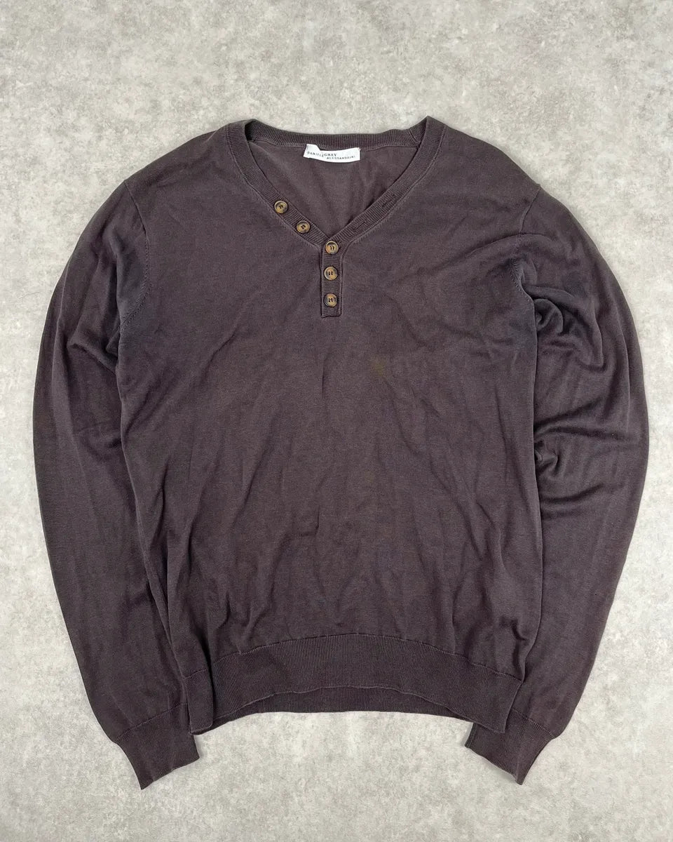2000s Daniele Alessandrini Brown Henley Longsleeve SQaUsQi 0
