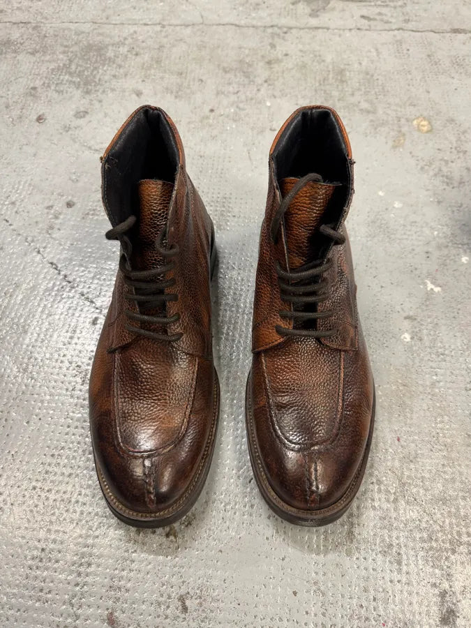 2000s Daniele Alessandrini Brown Grain Leather Boots FVmOFEB 1