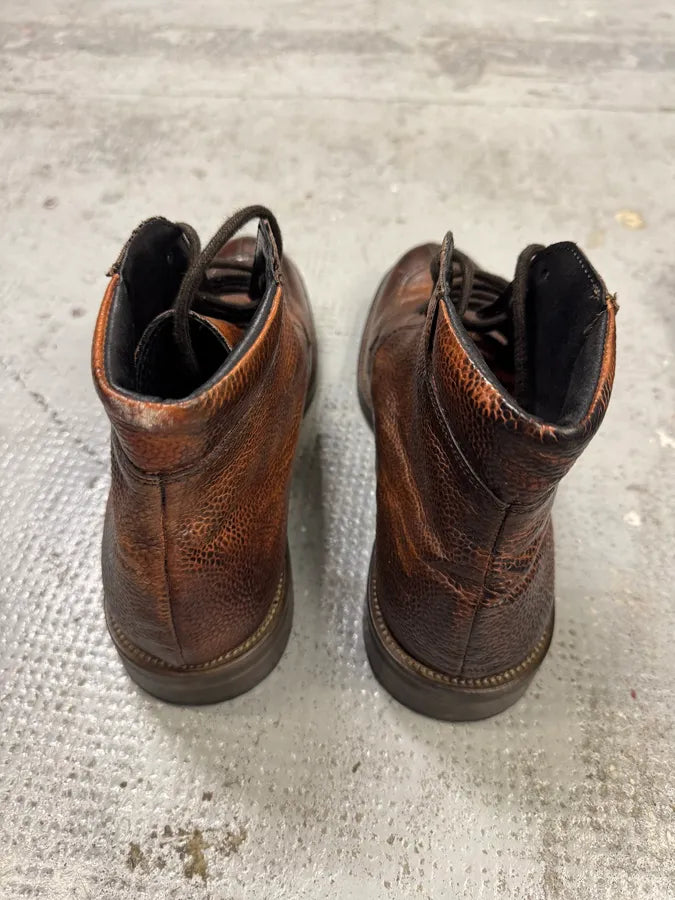 2000s Daniele Alessandrini Brown Grain Leather Boots FVmOFEB 2