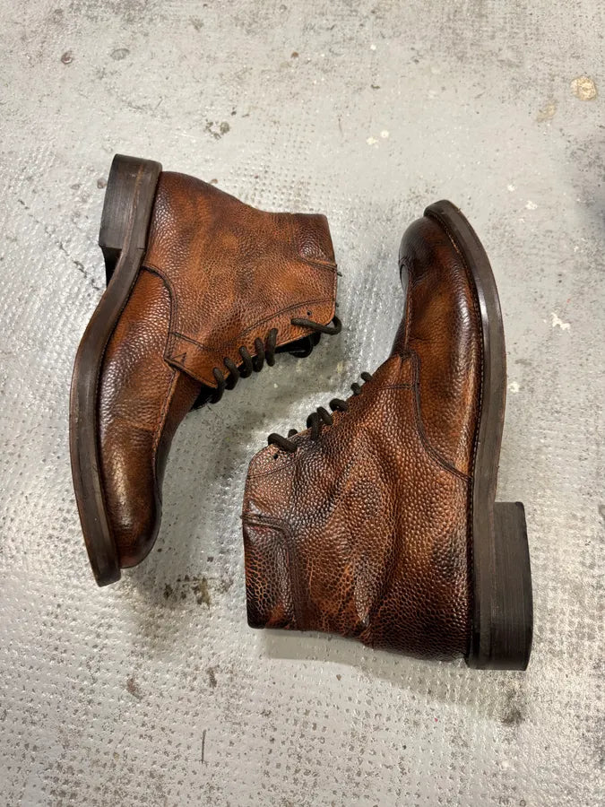 2000s Daniele Alessandrini Brown Grain Leather Boots FVmOFEB 5