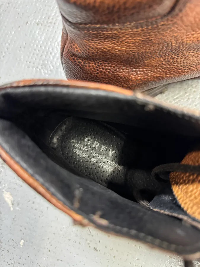 2000s Daniele Alessandrini Brown Grain Leather Boots FVmOFEB 6