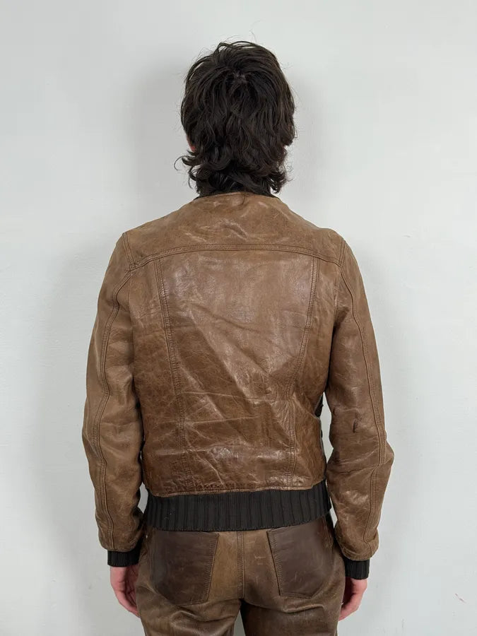 2000s Daniele Alessandrini Brown Leather Jacket bixEyIZ 2