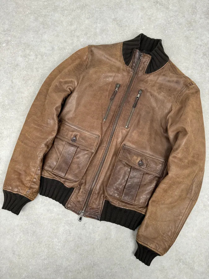 2000s Daniele Alessandrini Brown Leather Jacket bixEyIZ 3
