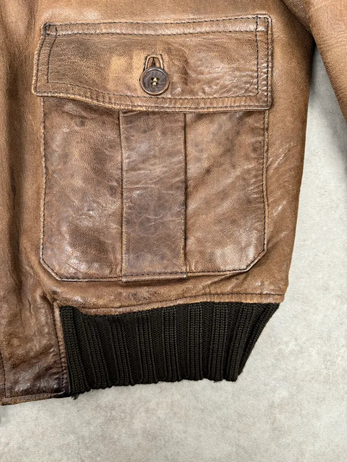 2000s Daniele Alessandrini Brown Leather Jacket bixEyIZ 5