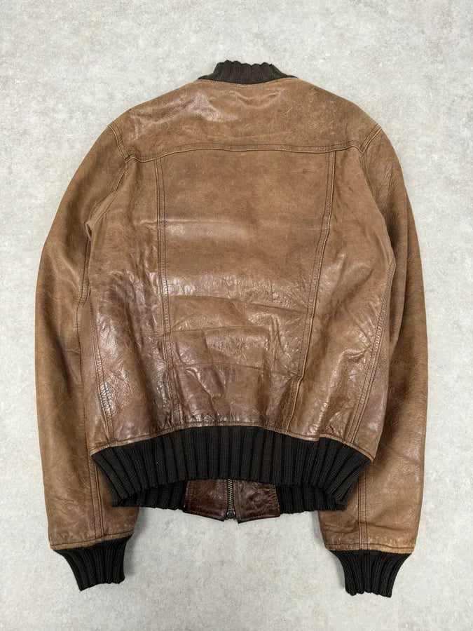 2000s Daniele Alessandrini Brown Leather Jacket bixEyIZ 6