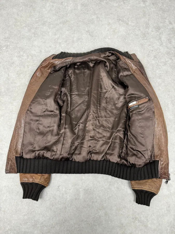 2000s Daniele Alessandrini Brown Leather Jacket bixEyIZ 9