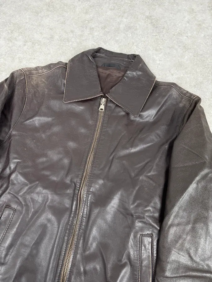 2000s Daniele Alessandrini Cropped Brown Leather Jacket flsrFLA 4