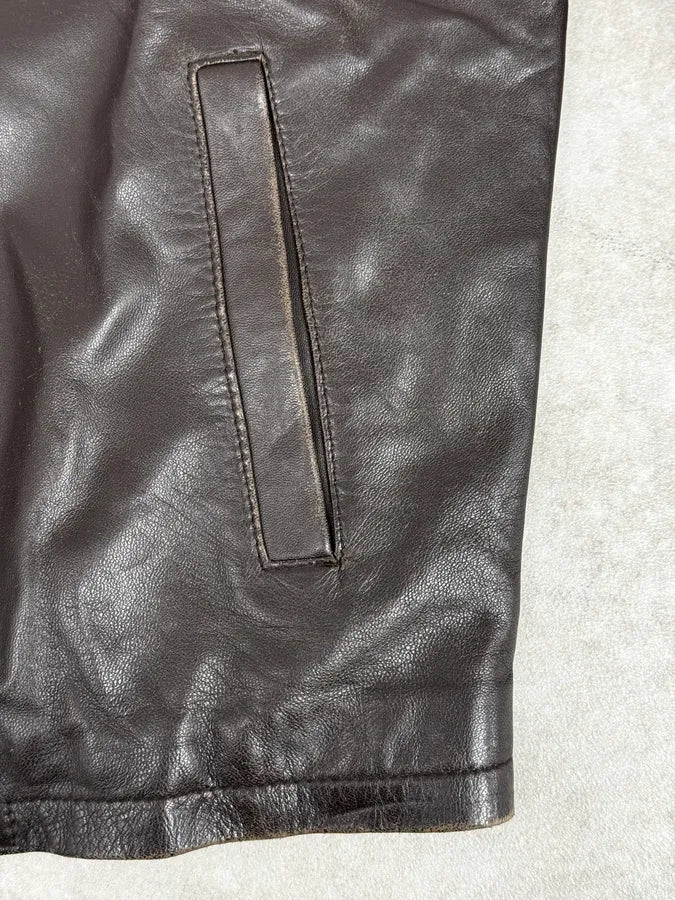 2000s Daniele Alessandrini Cropped Brown Leather Jacket flsrFLA 7