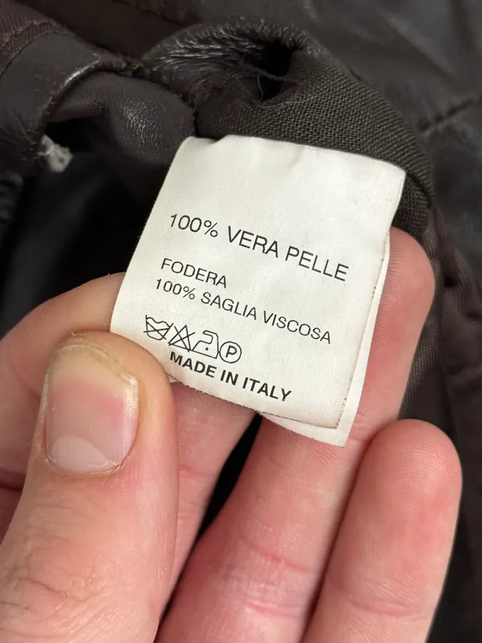 2000s Daniele Alessandrini Cropped Brown Leather Jacket flsrFLA 12