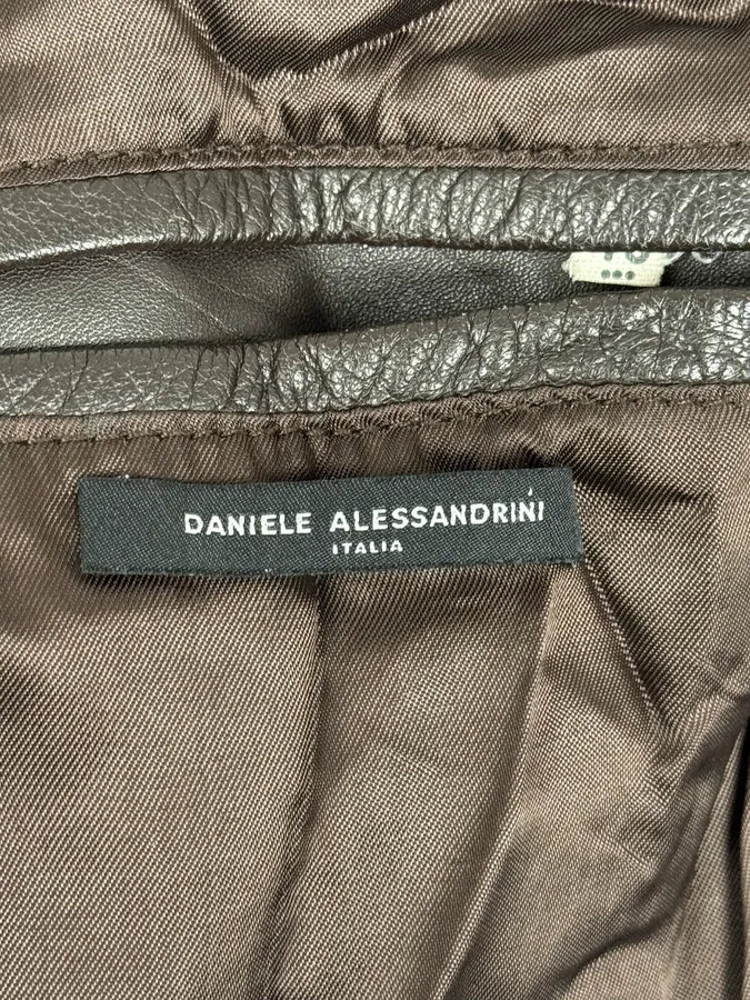2000s Daniele Alessandrini Cropped Brown Leather Jacket flsrFLA 9