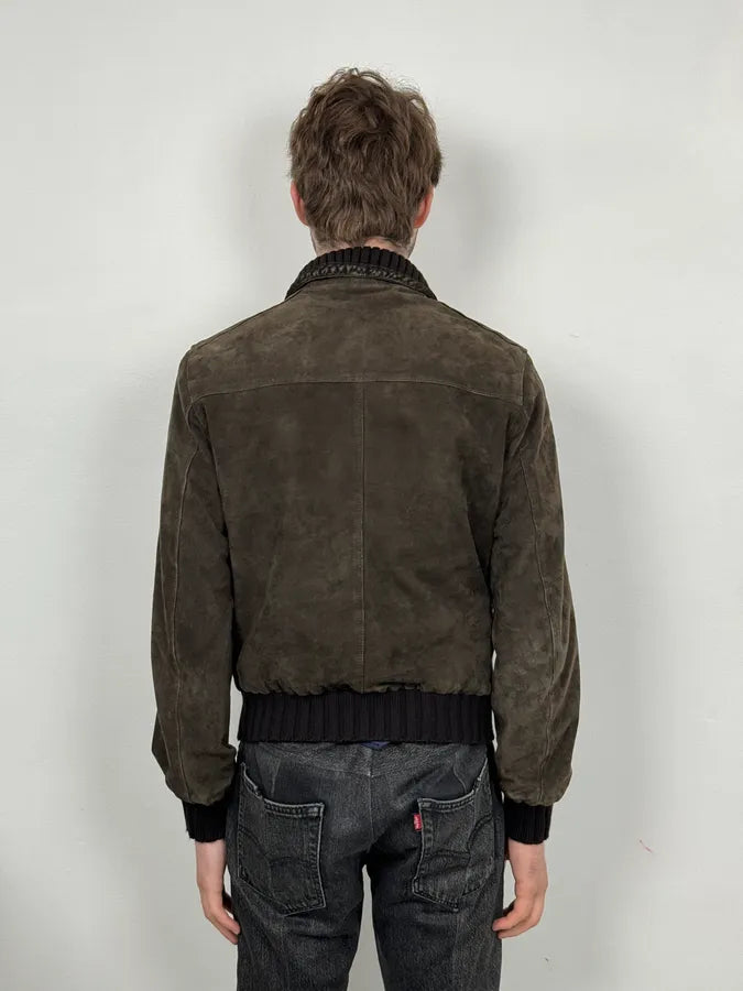 2000s Daniele Alessandrini Brown Suede Leather Bomber Jacket VrcpXWv 2