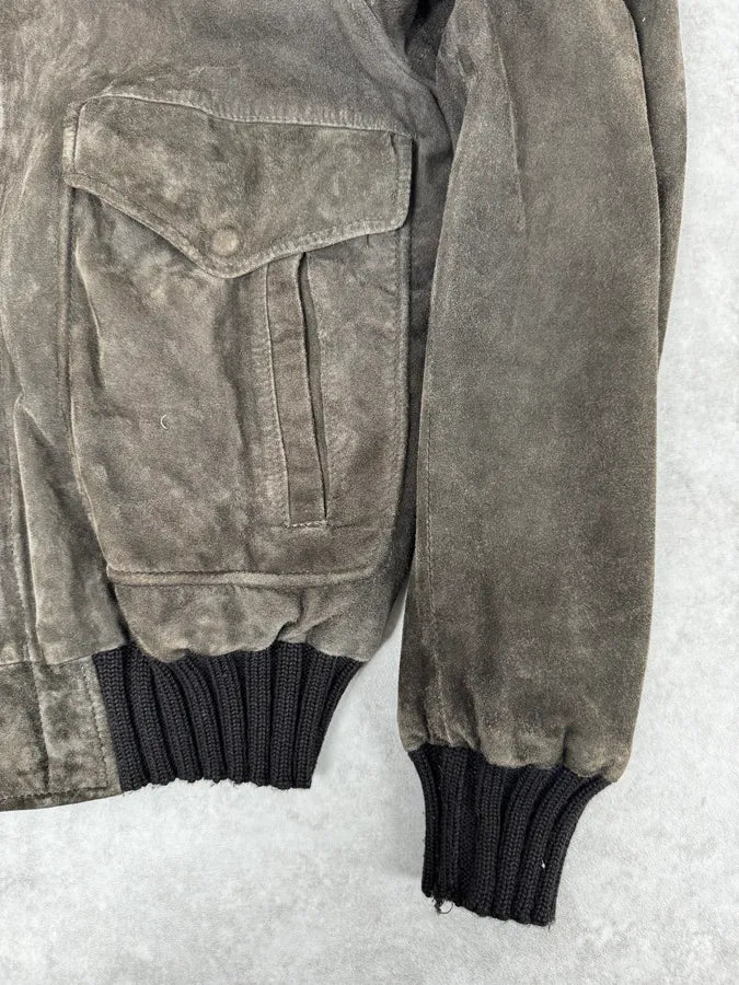 2000s Daniele Alessandrini Brown Suede Leather Bomber Jacket VrcpXWv 8