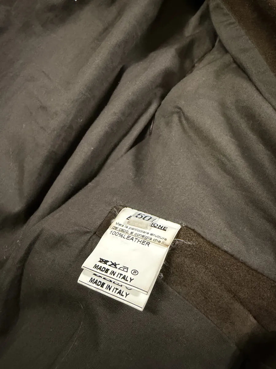 2000s Daniele Alessandrini Brown Suede Leather Distressed Bomber Jacket gzceINj 6