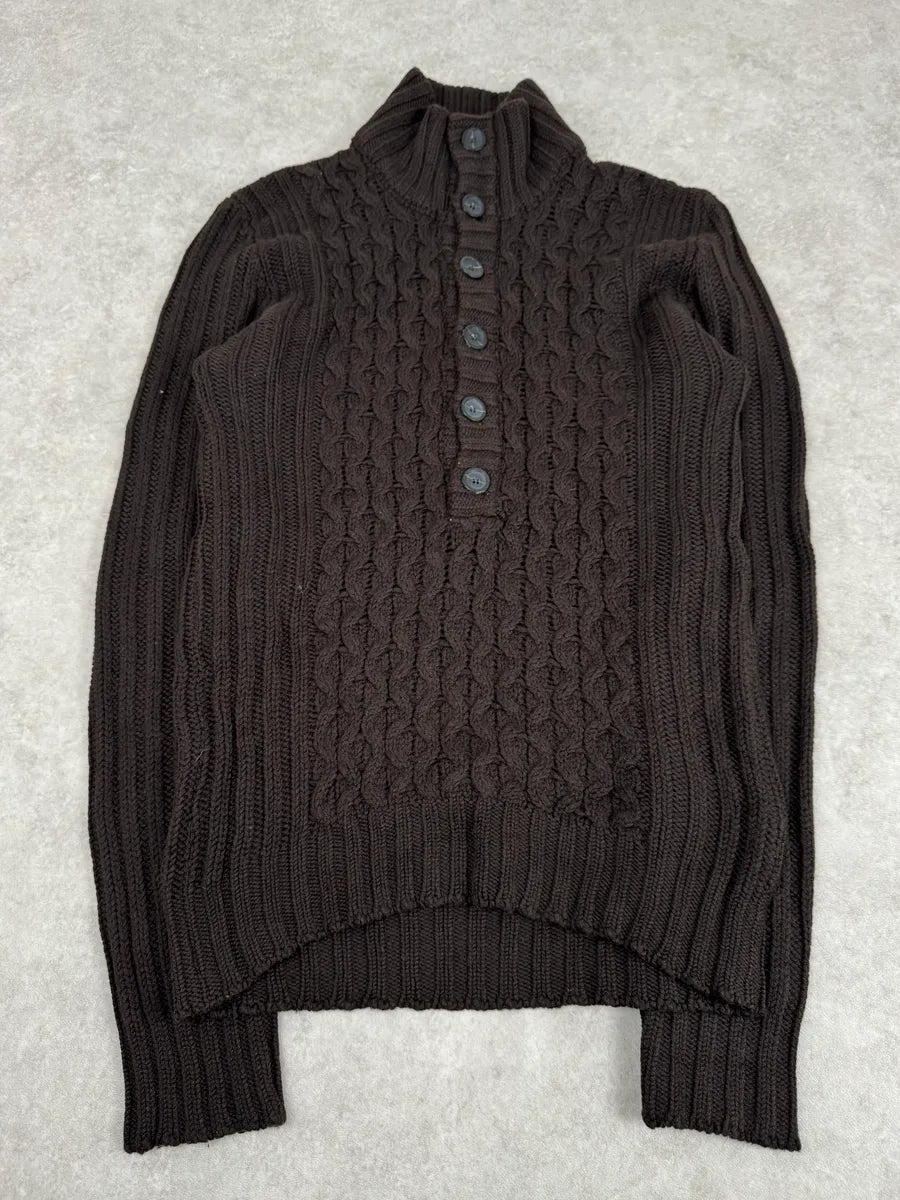 2000s Daniele Alessandrini Brown Wool Buttoned Sweater TVHwywA 2