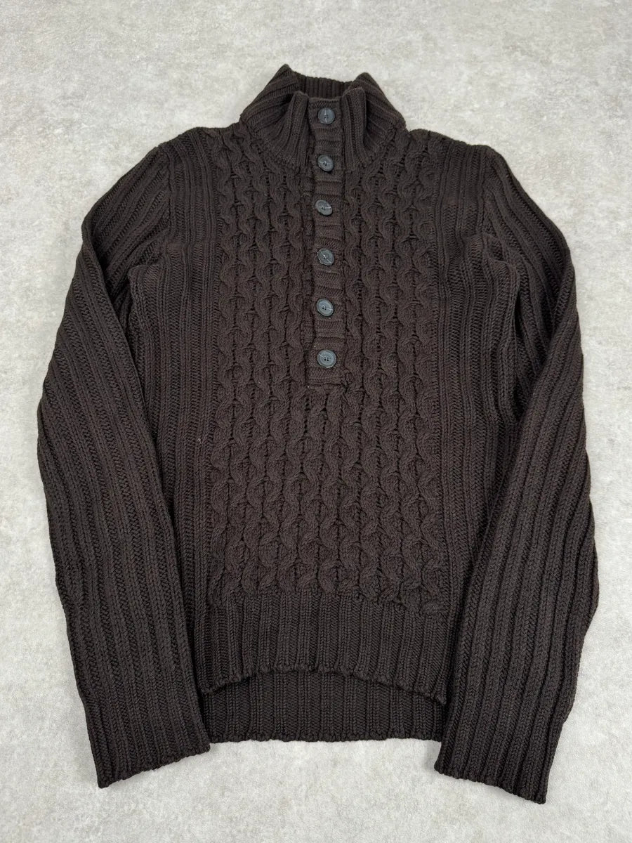 2000s Daniele Alessandrini Brown Wool Buttoned Sweater TVHwywA 3