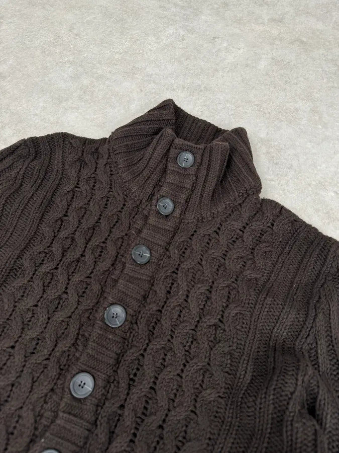 2000s Daniele Alessandrini Brown Wool Buttoned Sweater TVHwywA 4