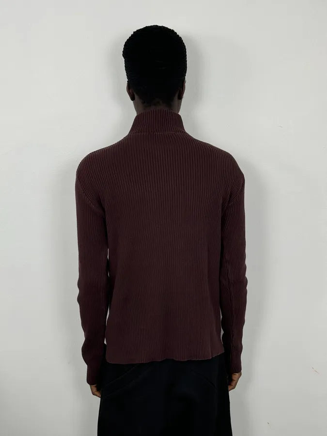 2000s Daniele Alessandrini Burgundy Zip-Up Sweater hBhNkyE 2