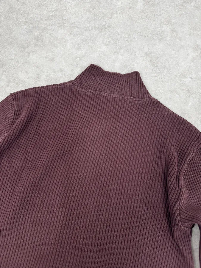 2000s Daniele Alessandrini Burgundy Zip-Up Sweater hBhNkyE 5