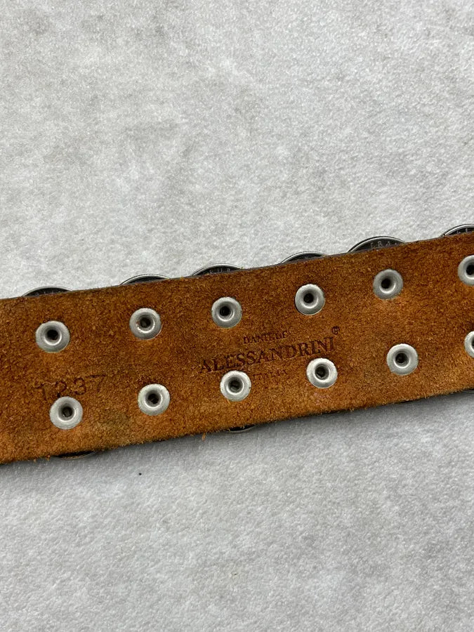 2000s Daniele Alessandrini Brown Hybrid Liberty Coin Leather Belt hQtJhlG 6
