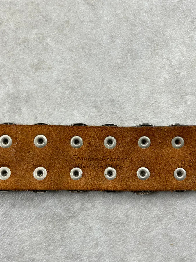2000s Daniele Alessandrini Brown Hybrid Liberty Coin Leather Belt hQtJhlG 8
