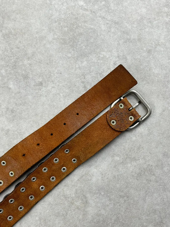 2000s Daniele Alessandrini Brown Hybrid Liberty Coin Leather Belt hQtJhlG 5