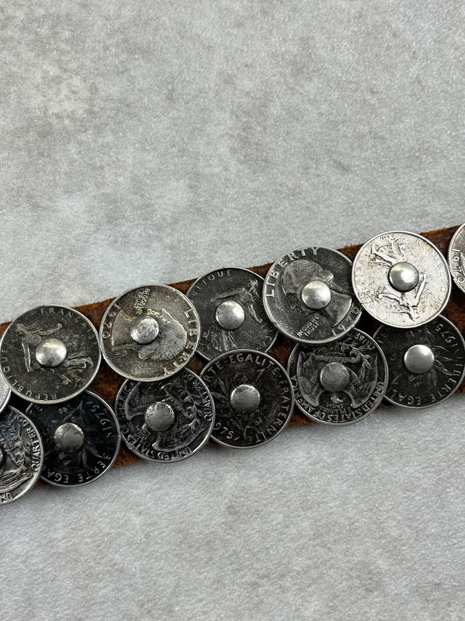 2000s Daniele Alessandrini Brown Hybrid Liberty Coin Leather Belt hQtJhlG 7
