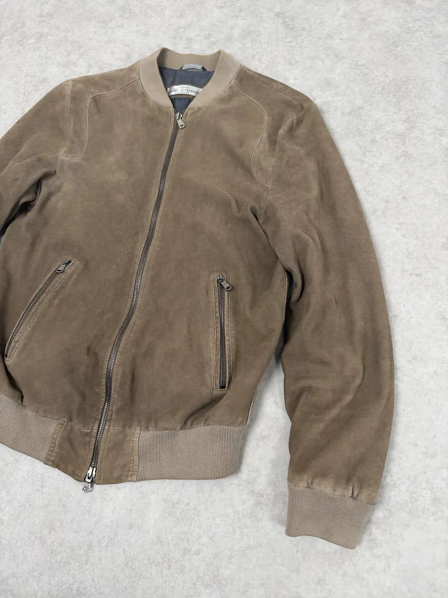 2000s Daniele Alessandrini Camel Leather Bomber Jacket fdEODJW 3