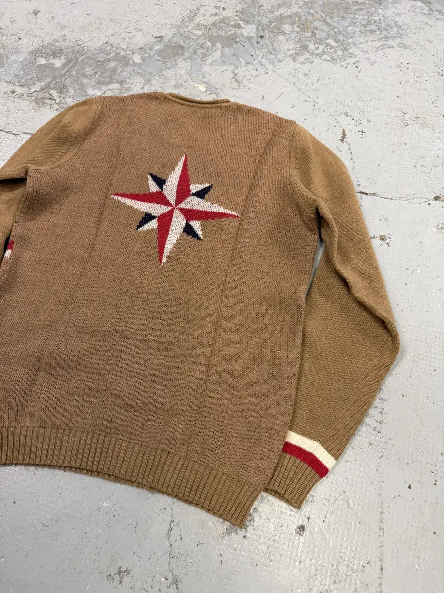 2000s Daniele Alessandrini Camel Wool Stars Propaganda Sweater bRChCKK 5