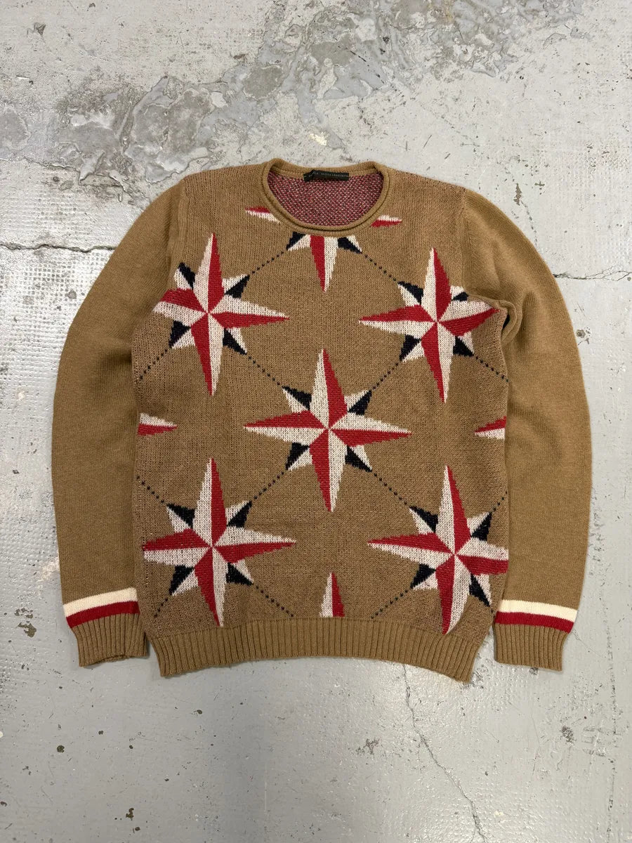 2000s Daniele Alessandrini Camel Wool Stars Propaganda Sweater bRChCKK 0