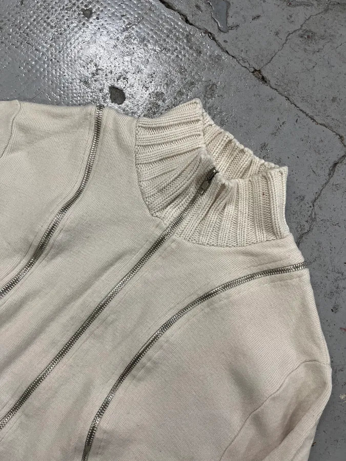2000s Daniele Alessandrini Circle Zip White Zip-up Sweater vAdspjp 4