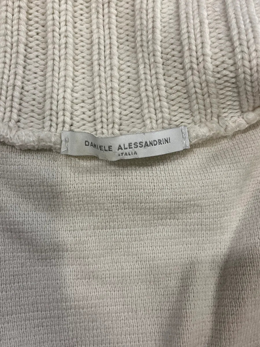 2000s Daniele Alessandrini Circle Zip White Zip-up Sweater vAdspjp 9