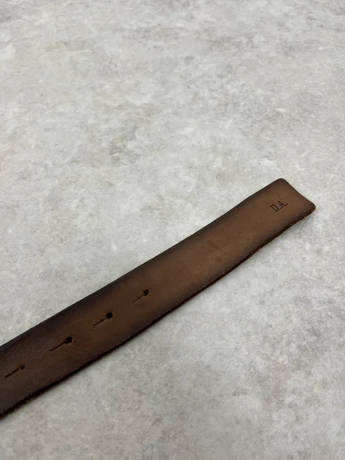 2000s Daniele Alessandrini Crocodile Skin Buckle Brown Leather Belt NLwJpXN 5