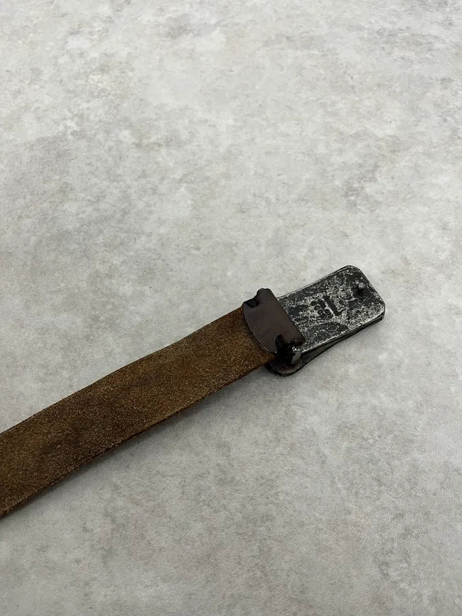 2000s Daniele Alessandrini Crocodile Skin Buckle Brown Leather Belt NLwJpXN 6