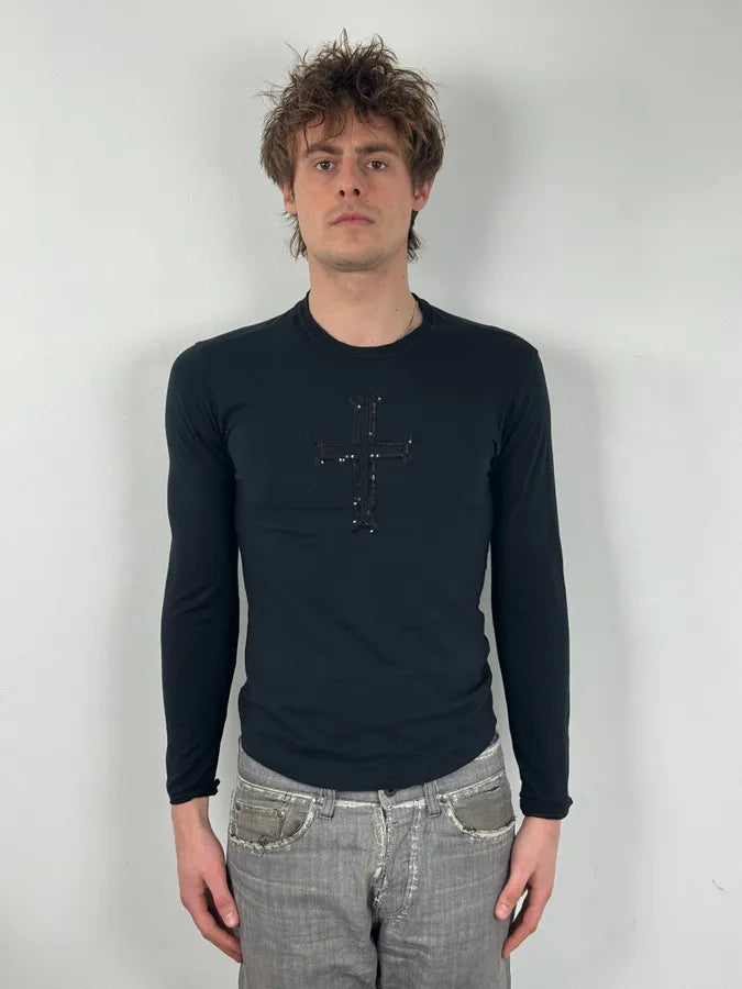 2000s Daniele Alessandrini Cross Ornament Black Longsleeves YtPdqda 1