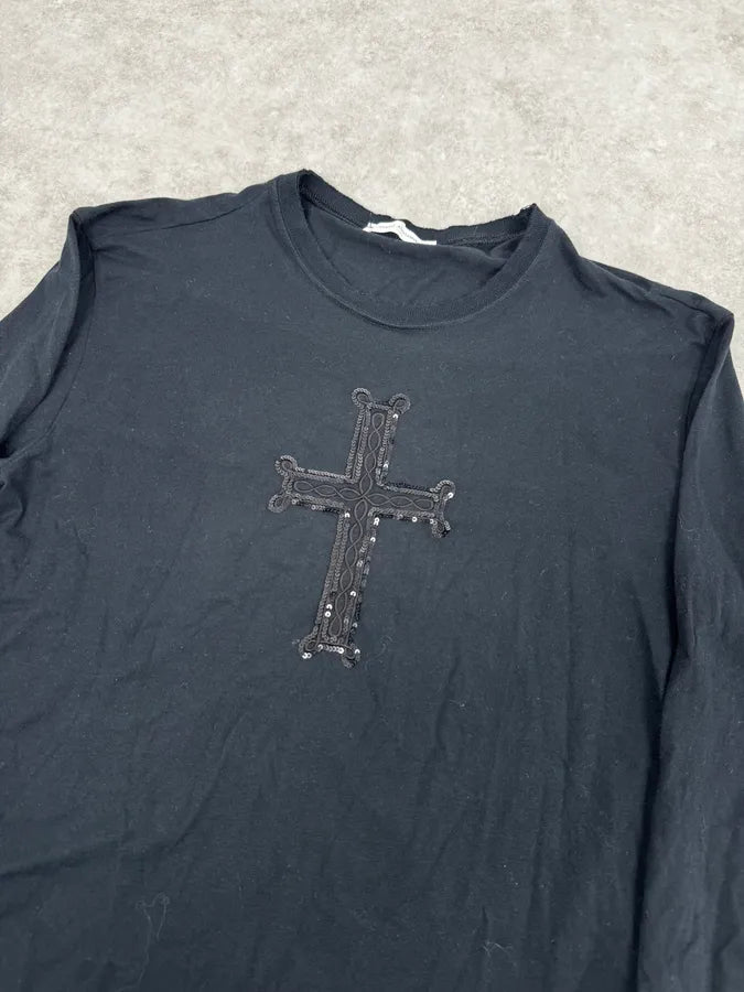 2000s Daniele Alessandrini Cross Ornament Black Longsleeves YtPdqda 4