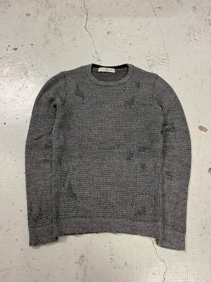 2000s Daniele Alessandrini Destroyed Grey Wool Sweater FMcUBcz 0
