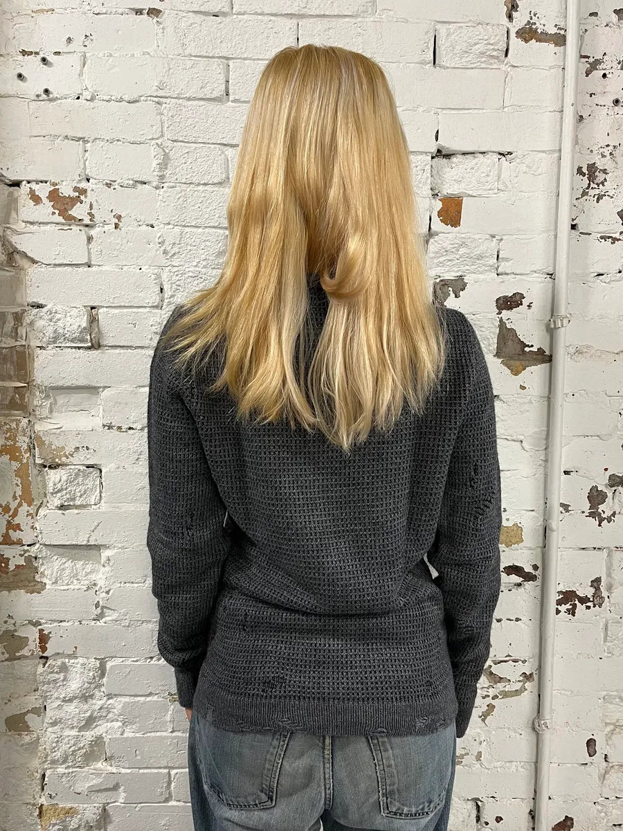 2000s Daniele Alessandrini Destroyed Grey Wool Sweater FMcUBcz 2