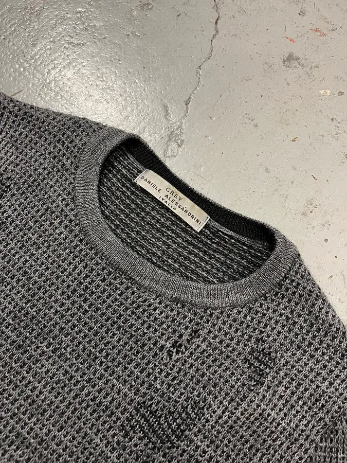 2000s Daniele Alessandrini Destroyed Grey Wool Sweater FMcUBcz 4