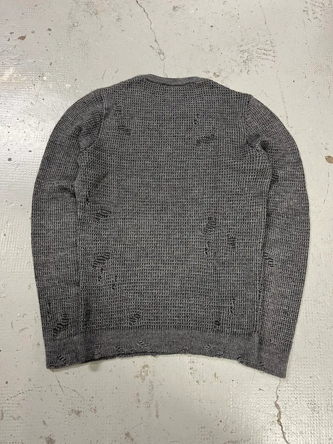 2000s Daniele Alessandrini Destroyed Grey Wool Sweater FMcUBcz 6