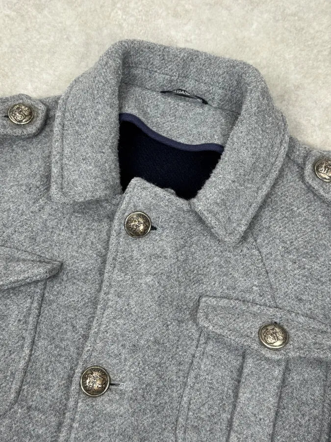 2000s Daniele Alessandrini Grey Classy Buttoned Jacket rFdezFh 2