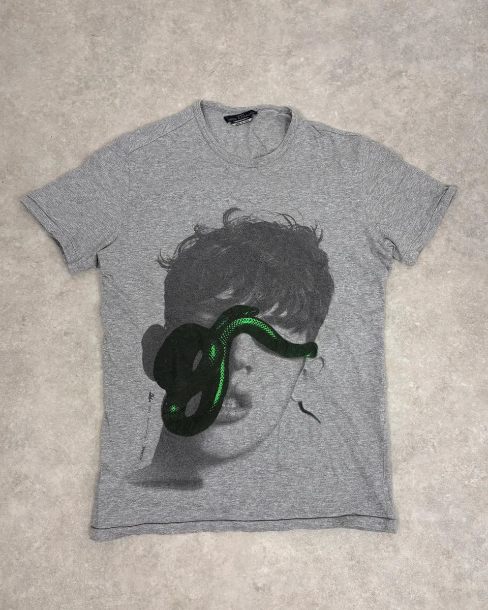 2000s Daniele Alessandrini Grey Snake Portrait T-Shirt ymtUhPm 0