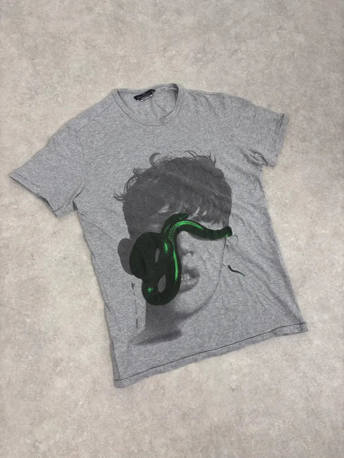2000s Daniele Alessandrini Grey Snake Portrait T-Shirt ymtUhPm 3