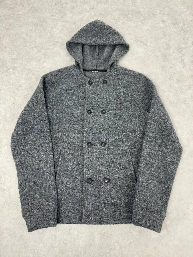 2000s Daniele Alessandrini Grey Wool Hooded Peacoat Jacket sfLDDTI 0